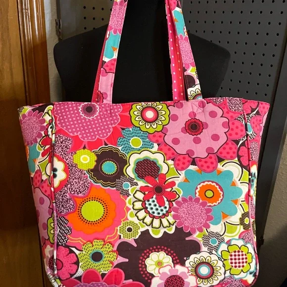 Yarnology Pink and Brown Floral Yarn Tote Bag - Picture 2 of 7